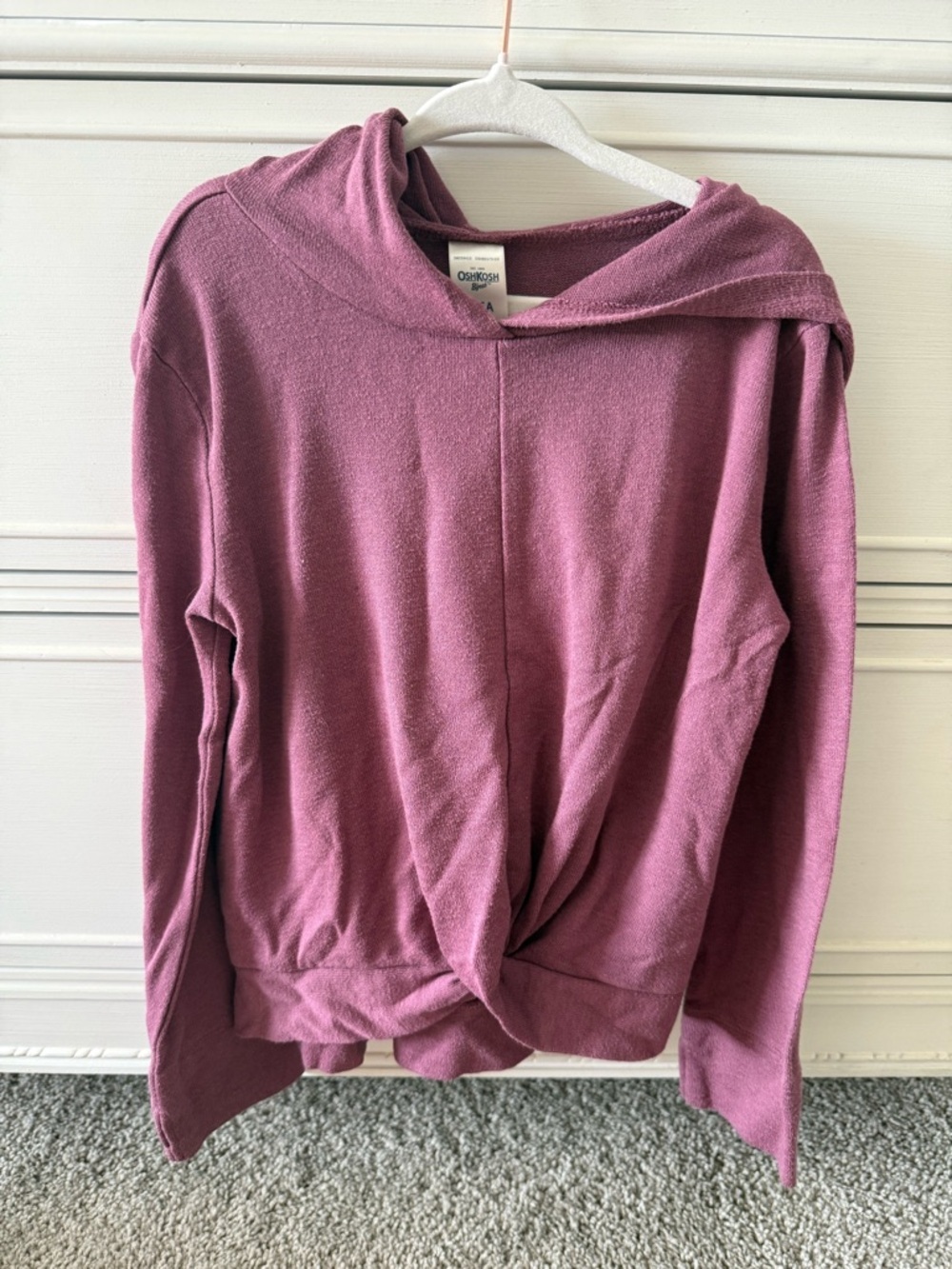 OshKosh B'gosh Rose-Mauve Hooded Twist-Front Sweater
